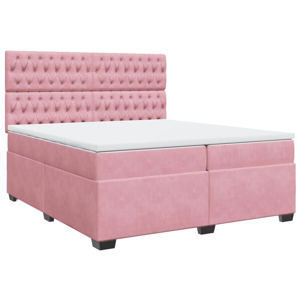 vidaXL Cama com molas/colch&atilde;o 200x200 cm veludo rosa