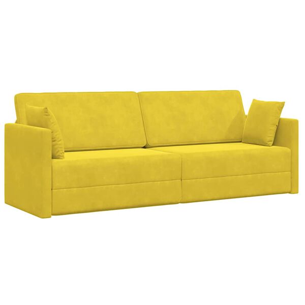 vidaXL Sof&aacute;-cama de ch&atilde;o 200cm Amarelo Veludo