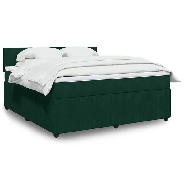 vidaXL Cama com molas/colch&atilde;o 180x200 cm veludo verde-escuro