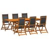 vidaXL 7 pcs conjunto de jantar para jardim ac&aacute;cia maci&ccedil;a e textilene