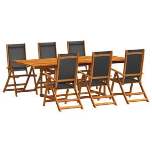 vidaXL 7 pcs conjunto de jantar para jardim ac&aacute;cia maci&ccedil;a e textilene