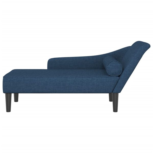 vidaXL Chaise lounge com almofad&otilde;es tecido azul