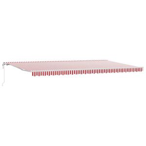 vidaXL Toldo retr&aacute;til Vermelho e Branco 600 &times; 350 cm Tecido e Alum&iacute;nio