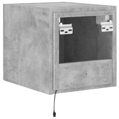 vidaXL Móvel de parede p/ TV c/ luzes LED 30,5x35x30 cm cinza cimento