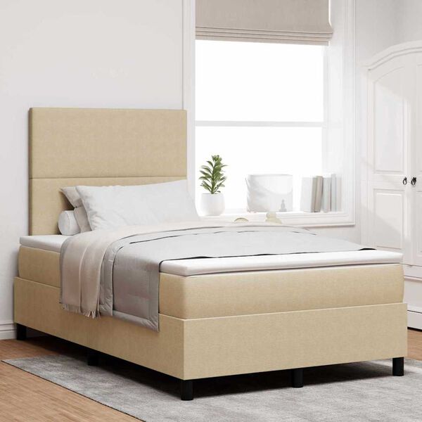 vidaXL Cama Box Manual Cinza Claro e Branco 193 x 120 x 128 cm