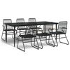 vidaXL 7 pcs conjunto de jantar para jardim vime de PVC preto