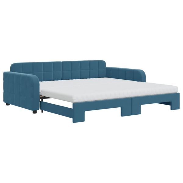 vidaXL Sof&aacute;-cama com gavet&atilde;o e colch&otilde;es 100x200 cm veludo azul