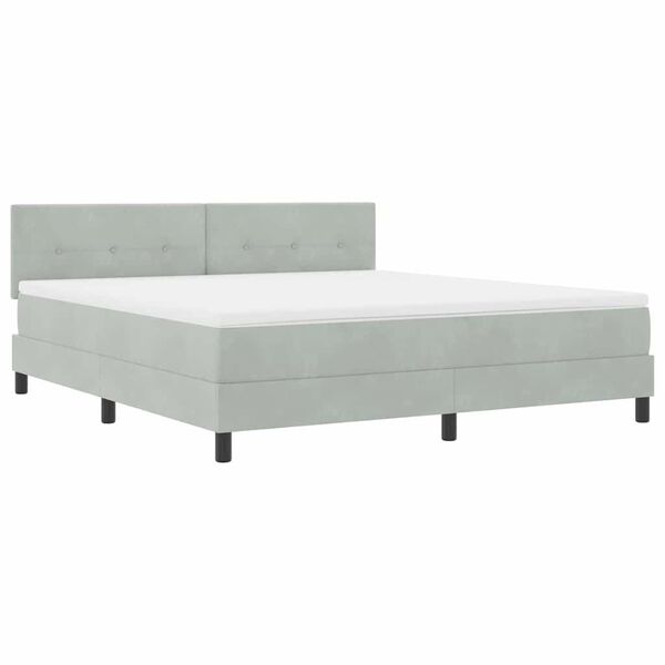 vidaXL Cama Box com colch&atilde;o Cinzento-claro 180 x 200 cm Veludo