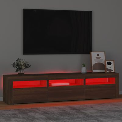 vidaXL Móvel de TV com luzes LED 180x35x40 cm Carvalho Marrom