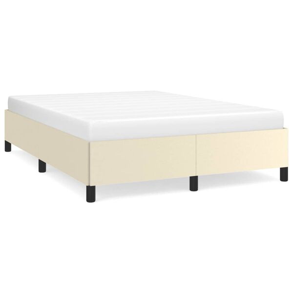 vidaXL Estrutura de cama 140x200 cm couro artificial cor creme