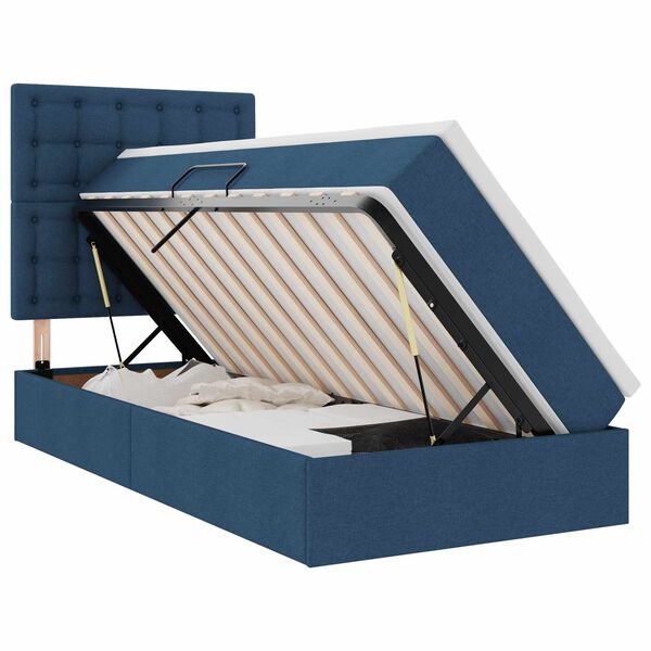 vidaXL Cama com arruma&ccedil;&atilde;o e colch&atilde;o Azul 90 x 190 cm Poli&eacute;ster
