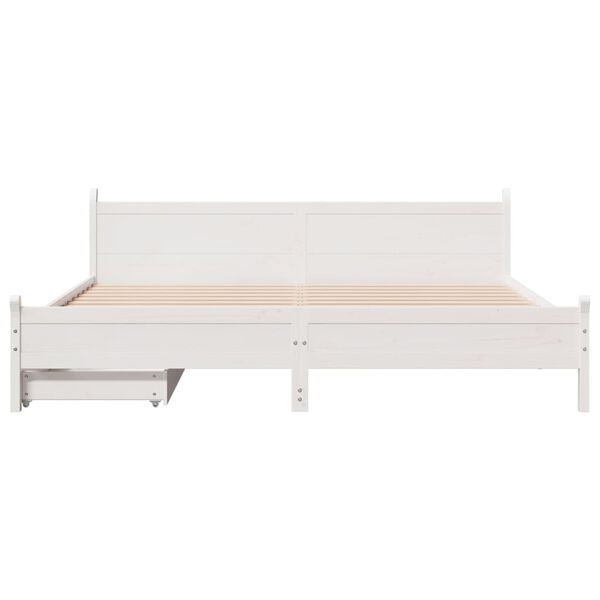 vidaXL Cama sem colch&atilde;o 200x200 cm madeira de pinho maci&ccedil;a branco