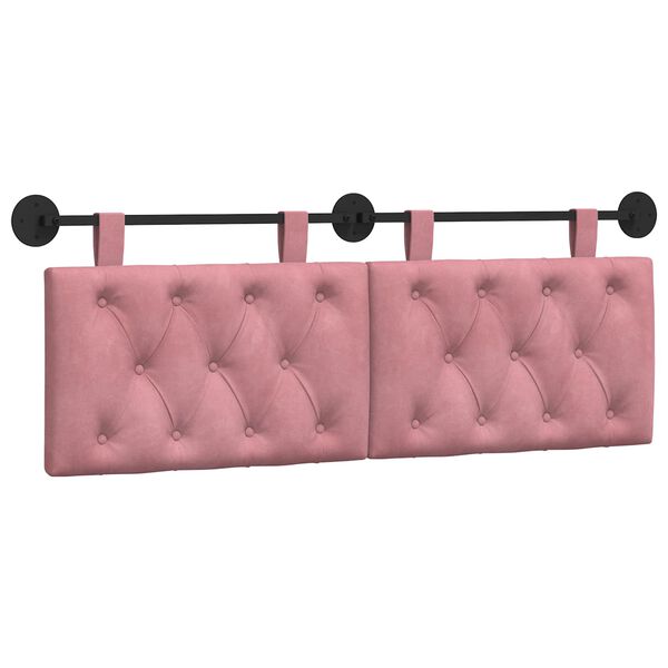 vidaXL Cabeceira Suspensa Rosa 150 x 55 x 7 cm Veludo