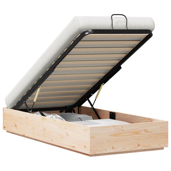 vidaXL Estrutura de Cama Ottoman com armazenamento Natural 80 x 200 cm