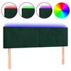 vidaXL Cabeceira de cama c/luzes LED veludo 144x5x78/88cm verde-escuro