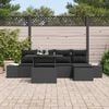 vidaXL Conjunto de Sof&aacute; de Jardim 6 pcs Preto Rattan Sint&eacute;tico