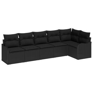 vidaXL Conjunto de Sof&aacute; de Jardim 6 pcs Preto vime PE