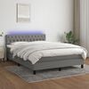 vidaXL Cama box spring c/ colch&atilde;o e LED 140x200 cm tecido cinza-escuro
