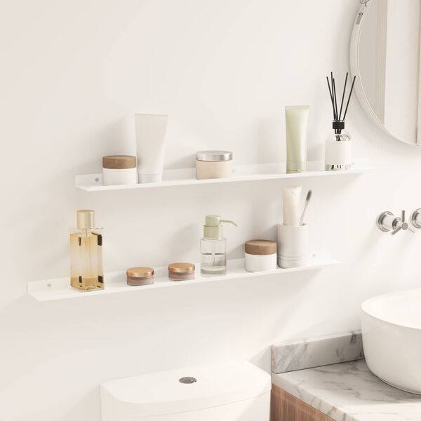 vidaXL Prateleira Flutuante 2 pcs Branco 80 x 9 x 2,5 cm A&ccedil;o