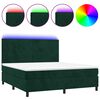 vidaXL Cama box spring c/ colch&atilde;o/LED 160x200 cm veludo verde-escuro