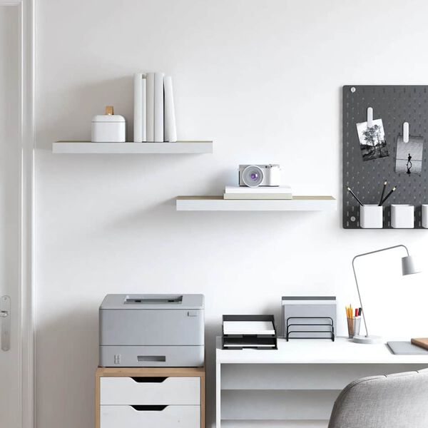 vidaXL Prateleiras parede 2 pcs 60x23,5x3,8 cm MDF carvalho e branco