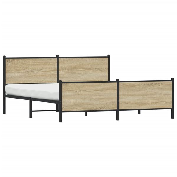 vidaXL Estrutura de cama sem colch&atilde;o 200x200cm metal carvalho sonoma