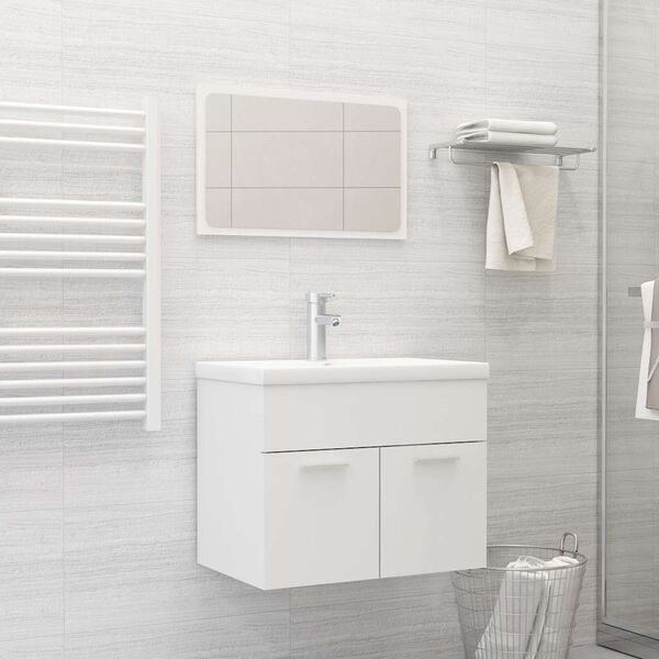 vidaXL 2 pcs conjunto móveis casa de banho derivados de madeira branco