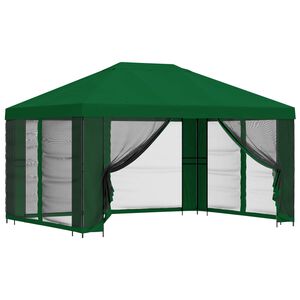vidaXL Gazebo de Jardim com Laterais 4 &times; 3 m Verde Poli&eacute;ster e A&ccedil;o