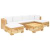 vidaXL 7 pcs conjunto lounge jardim c/ almofad&otilde;es madeira teca maci&ccedil;a