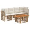 vidaXL Conjunto de Sof&aacute; de Jardim 5 unid. Natural e Branco Creme