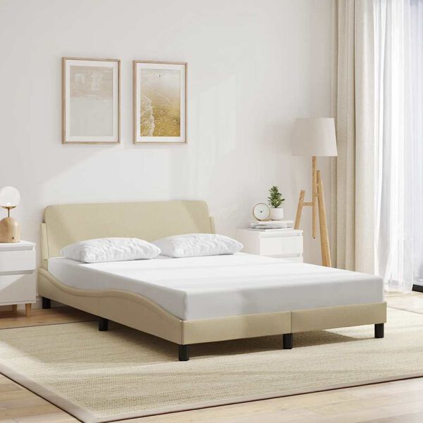 vidaXL Estrutura de cama Dover 120x200 cm tecido cor creme