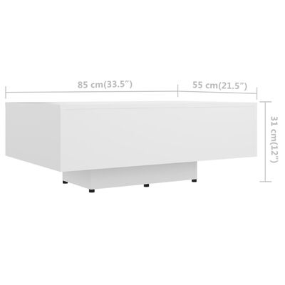 vidaXL Mesa de centro 85x55x31 cm contraplacado branco