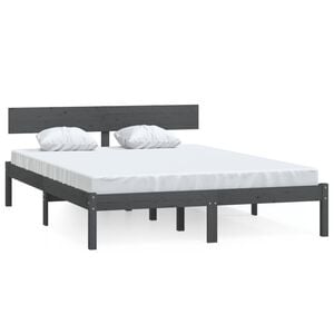 vidaXL Estrutura cama pequena casal 120x190 cm pinho maci&ccedil;o cinza