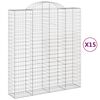 vidaXL Cestos gabi&atilde;o arqueados 15 pcs 200x50x220/240 ferro galvanizado