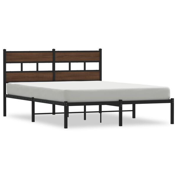 vidaXL Cama sem colchão com cabeceira 137x190 cm carvalho castanho