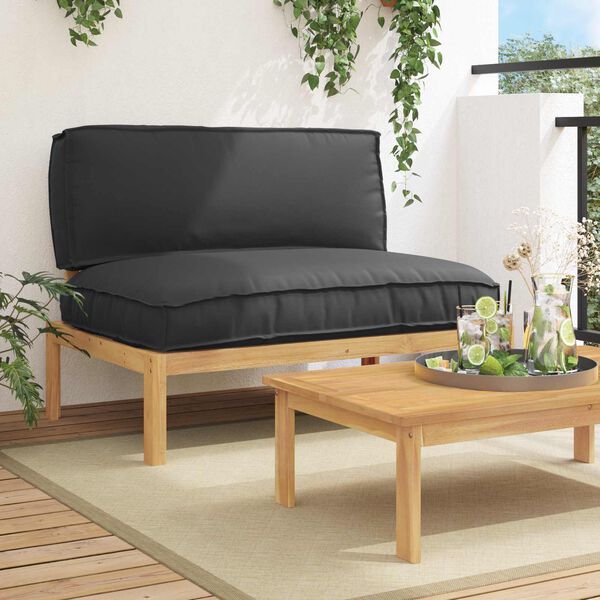 vidaXL Conjunto de Sof&aacute;s com almofada Liso Preto 120 x 92 x 69 cm