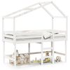vidaXL Cama alta c/ escada e telhado 90x200 cm pinho maci&ccedil;o branco