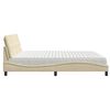 vidaXL Cama com colch&atilde;o 200x200 cm tecido cor creme