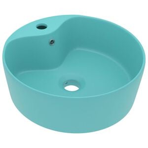 vidaXL Lavat&oacute;rio com extravasamento 36x13 cm cer&acirc;mica verde-claro mate