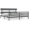 vidaXL Estrutura de cama com cabeceira 200x200 cm madeira maci&ccedil;a cinza
