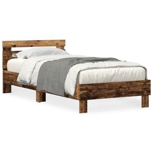 vidaXL Estrutura da Cama com led Madeira antiga 100 x 200 cm