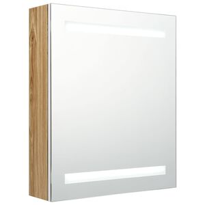 vidaXL Arm&aacute;rio espelhado casa de banho LED 50x14x60 cm branco/carvalho