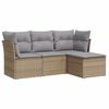 vidaXL 4 pcs conjunto de sof&aacute;s para jardim c/ almofad&otilde;es vime PE bege