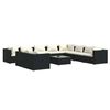 vidaXL 11 pcs conjunto lounge de jardim c/ almofad&otilde;es vime PE preto