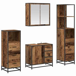 vidaXL Conjunto de M&oacute;veis para Banheiro com porta 4 pcs Madeira Antiga