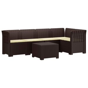 vidaXL Sof&aacute; de Jardim de 5 Pessoas com Almofadas Visual de Rattan PP