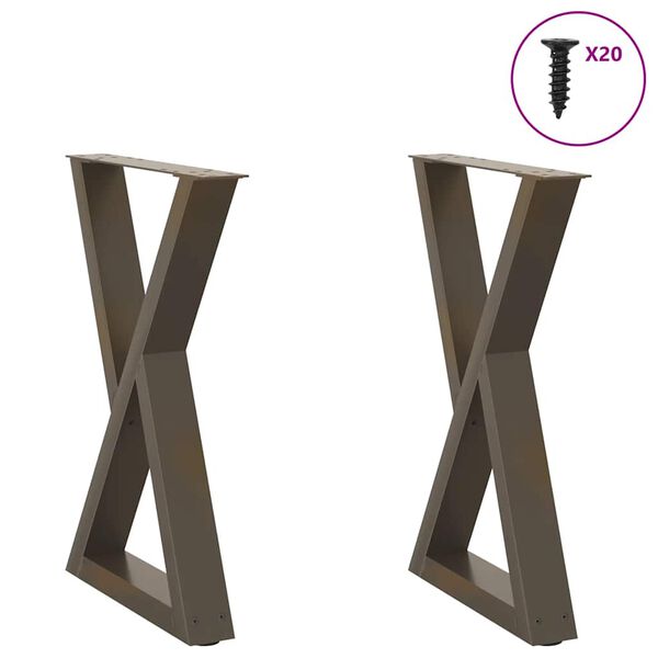 vidaXL P&eacute;s para mesa de jantar 2 pe&ccedil;as a&ccedil;o natural 60x(72-73,3) cm a&ccedil;o