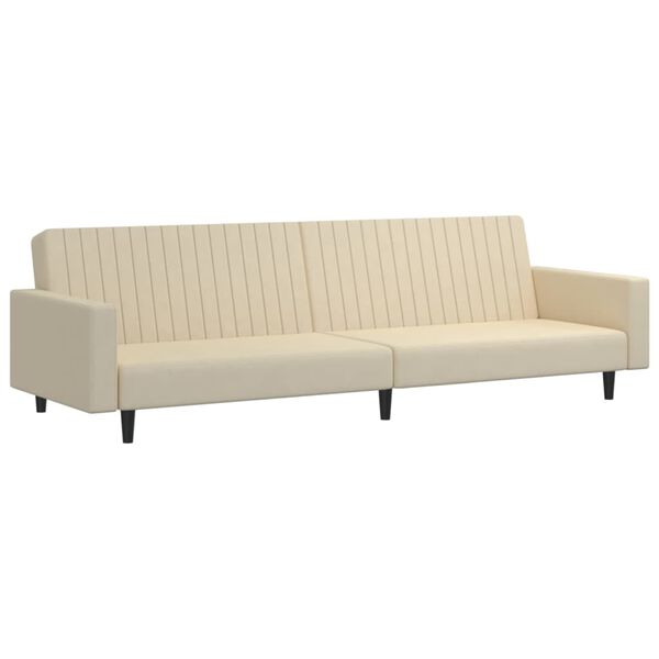vidaXL Sof&aacute;-cama de 2 lugares veludo cor creme