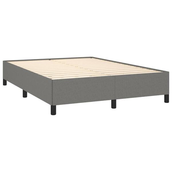 vidaXL Cama com molas/colch&atilde;o 140x190 cm tecido cinzento-escuro