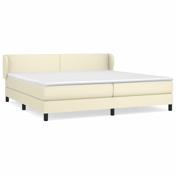 vidaXL Cama com molas/colch&atilde;o 200x200 cm couro artificial cor creme